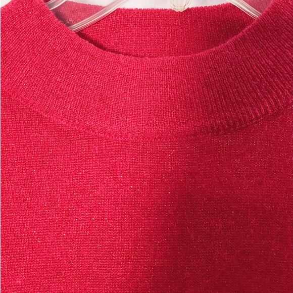 Baxter Wells Metallic Thread Sweater Women's Sz L Red Long Sleeve Mock Neck - Picture 8 of 16